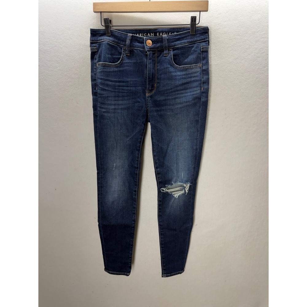 American Eagle Jegging Womens 6 Short Blue Ripped Hi-Rise Next Level 3599